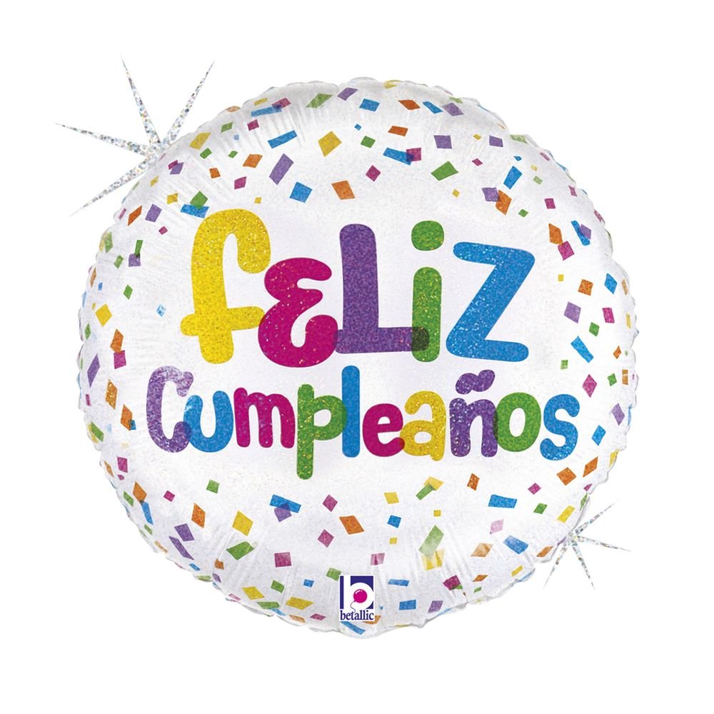 GLOBO R18 CONFETI DE CUMPLEAÑOS 46 CM | GRABO BALLOONS | ENVASE 5 UDS. UNIDAD | 8055513265554