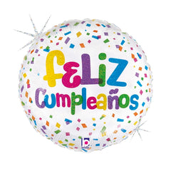 GLOBO R18 CONFETI DE CUMPLEAÑOS 46 CM | GRABO BALLOONS | ENVASE 5 UDS. UNIDAD | 8055513265554