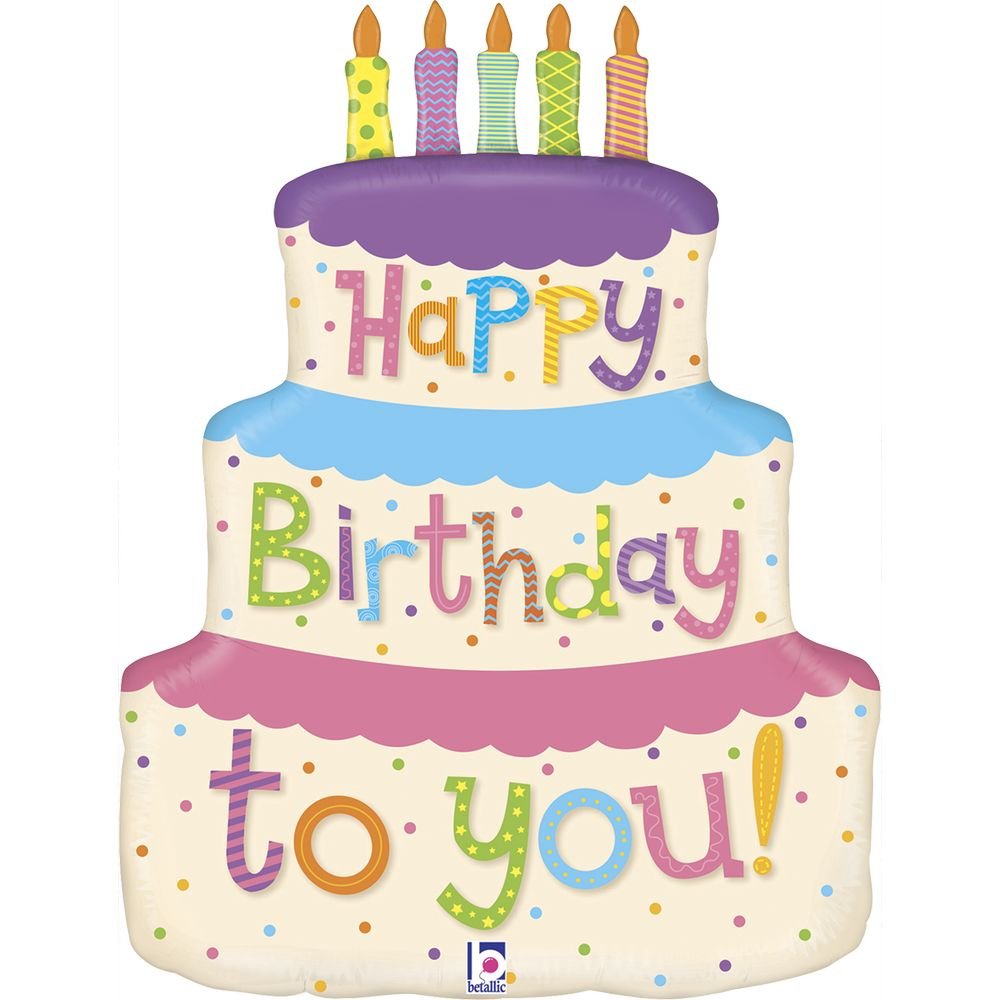 GLOBO PASTEL DE CUMPLEAÑOS 58CM HAPPY BIRTHDAY | GRABO BALLOONS | 1 UNIDAD | 8055513358638