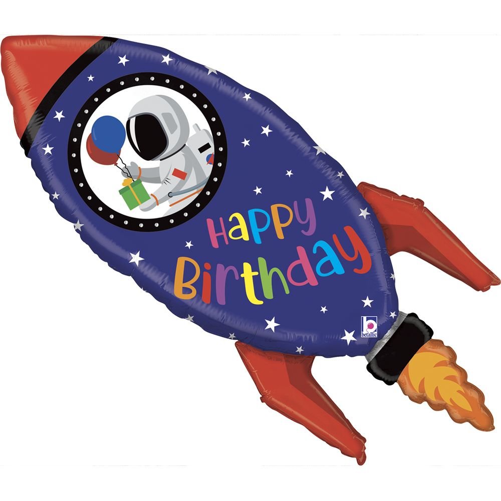 GLOBO COHETE DE CUMPLEAÑOS 91CM HAPPY BIRTHDAY | GRABO BALLOONS | 1 UNIDAD | 8055513359697