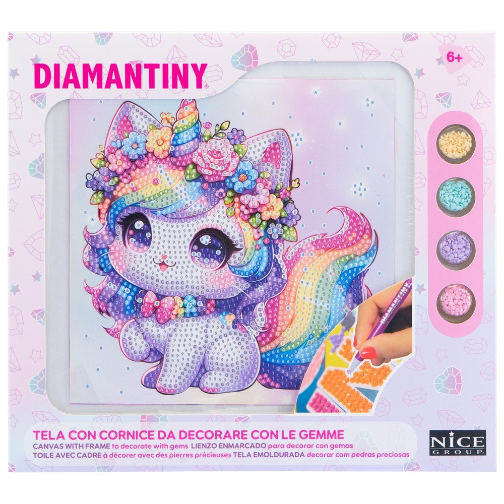 Juego Crea con Diamantes Gato Unicornio Flores Marca Diamantiny Nice