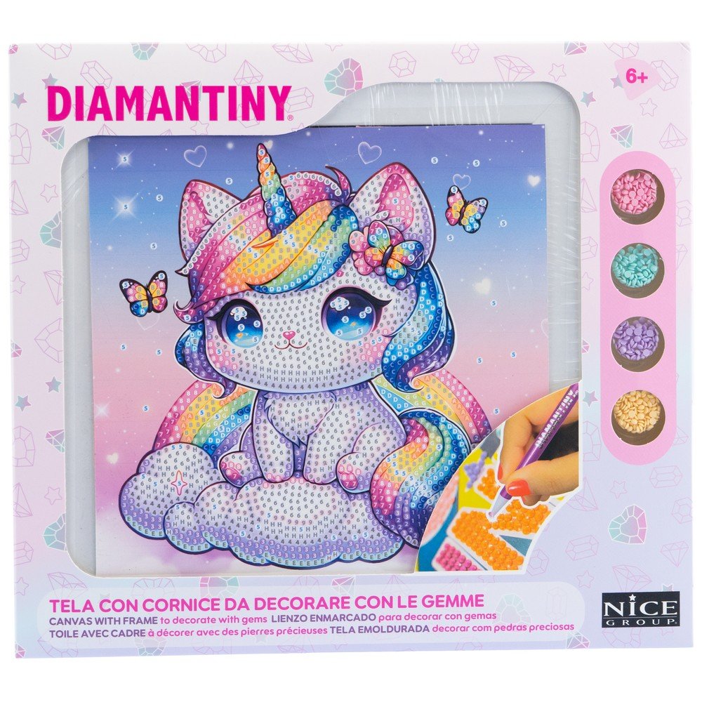 Juego Crea con Diamantes Gato-Unicornio Mariposas Marca Diamantiny Nice