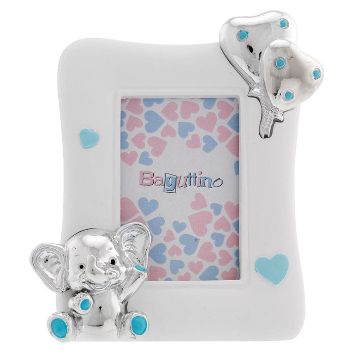 Marco de Fotos H. 12 x Foto 4,5 x 6,5 con Elefante Azul Claro Bagutta