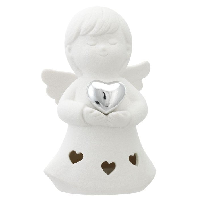 ANGEL 14 CM CON LUZ LED Y CORAZON PLATEADO | BAGUTTA | 1 UNIDAD | 8057639856043