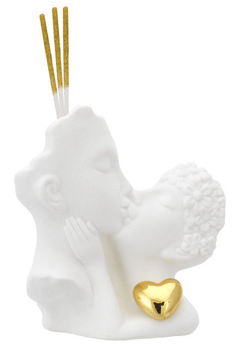MIKADO FIGURA BLANCA PAREJA BESO CORAZON DORADO | BAGUTTA | 1 UNIDAD | 8057639856500 Imagen principal del producto