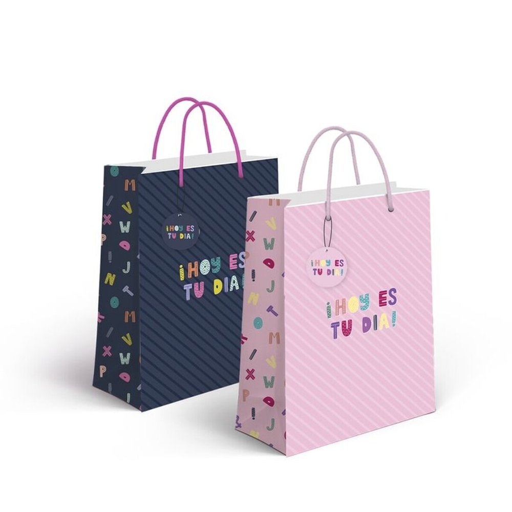 Bolsa papel Hoy Es Tu Día DCASA 18x10x23 cm surtidas