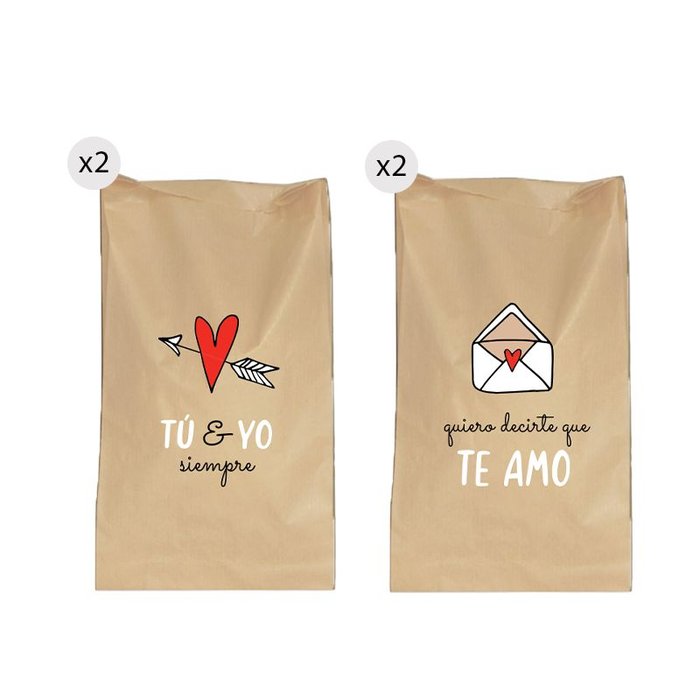 JUEGO DE 4 SOBRES KRAFT DE REGALO 20X30 AMOR | DCASA | ENVASE 12 UDS. UNIDAD | 8410000182408