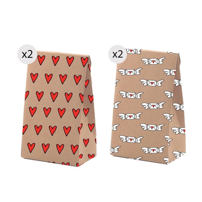 JUEGO DE 4 BOLSAS KRAFT DE REGALO M AMOR | DCASA | ENVASE 12 UDS. UNIDAD | 8410000182439 Imagen principal del producto