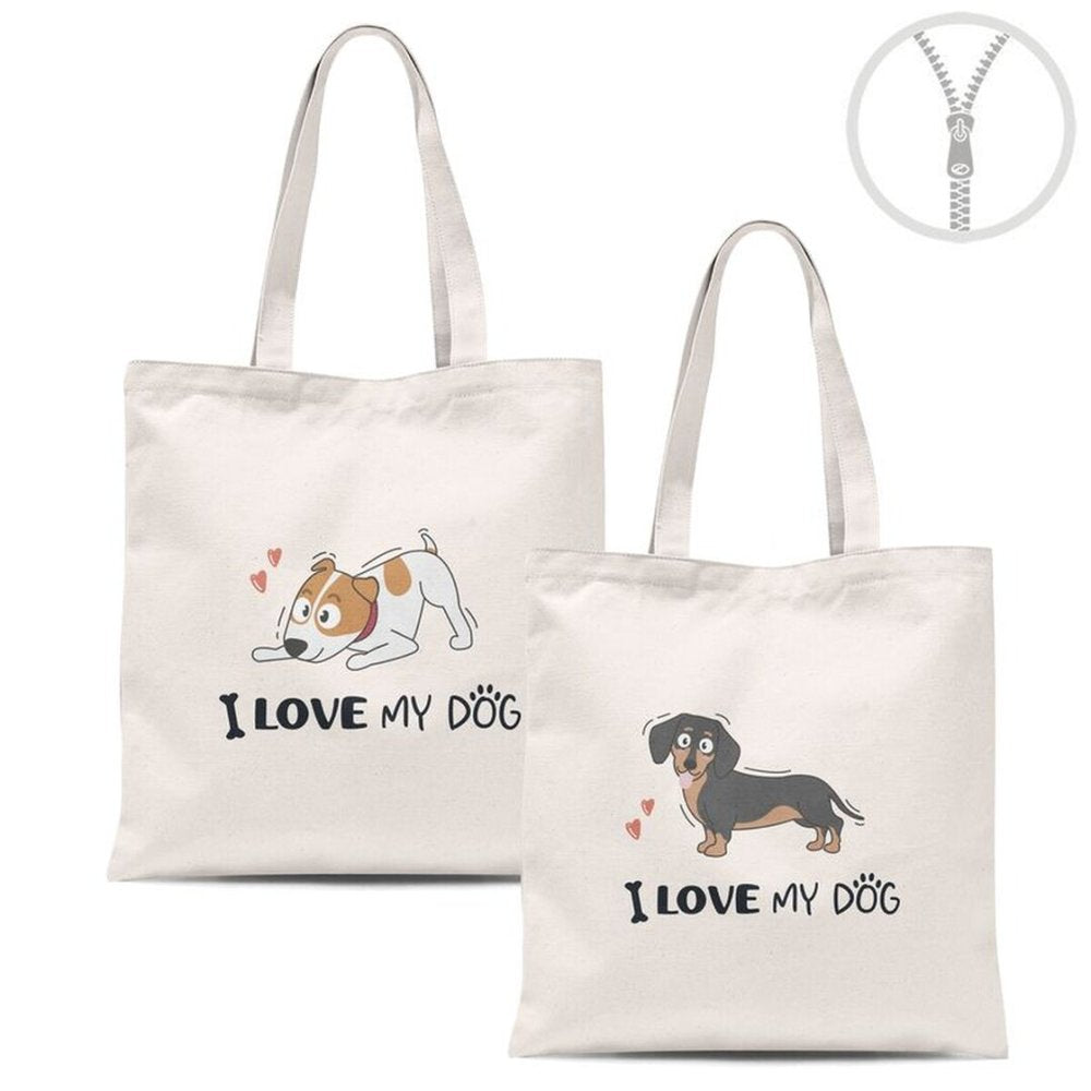Bolsa Algodón con Cremallera Perros Surtidas Marca DCASA