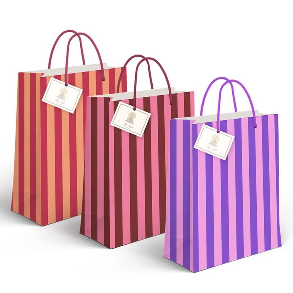 Bolsa papel L rayas bicolor surtidas 32 x 10 x 26 cm DCASA