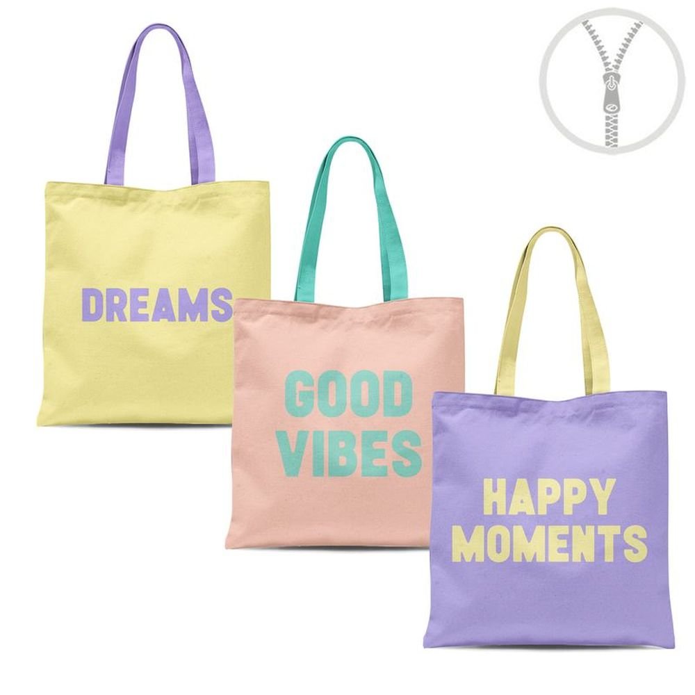 Bolsa Algodón con Cremallera Neon Basics Surtidos DCASA