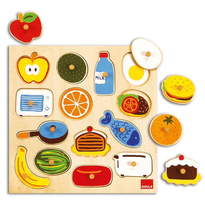 PUZZLE ENCAJABLE DE MADERA ALIMENTOS | GOULA | 1 UNIDAD | 8410446530245