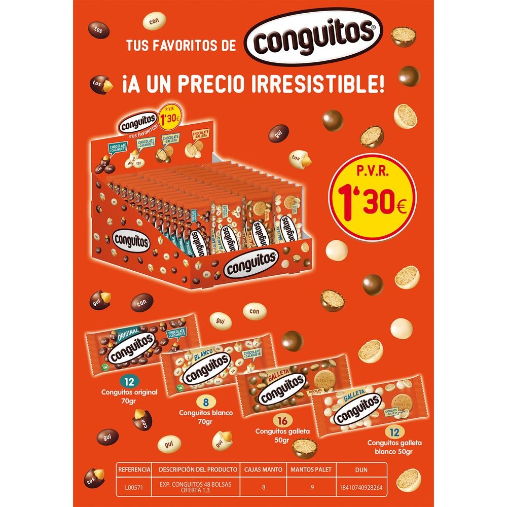 Expositor Conguitos 48 Bolsas Surtidas Marca Conguitos