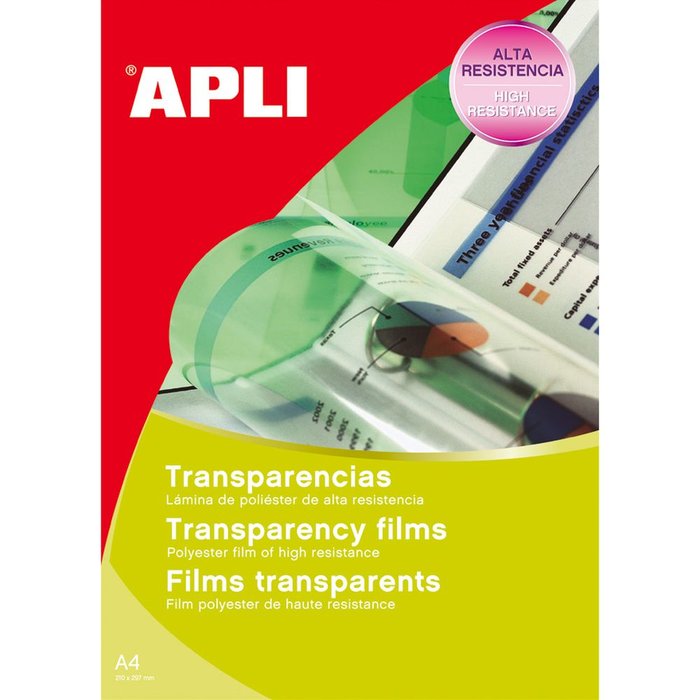 Transparencias Impresoras sin Banda para Láser A4 100 Hojas APLI Imagen principal del producto