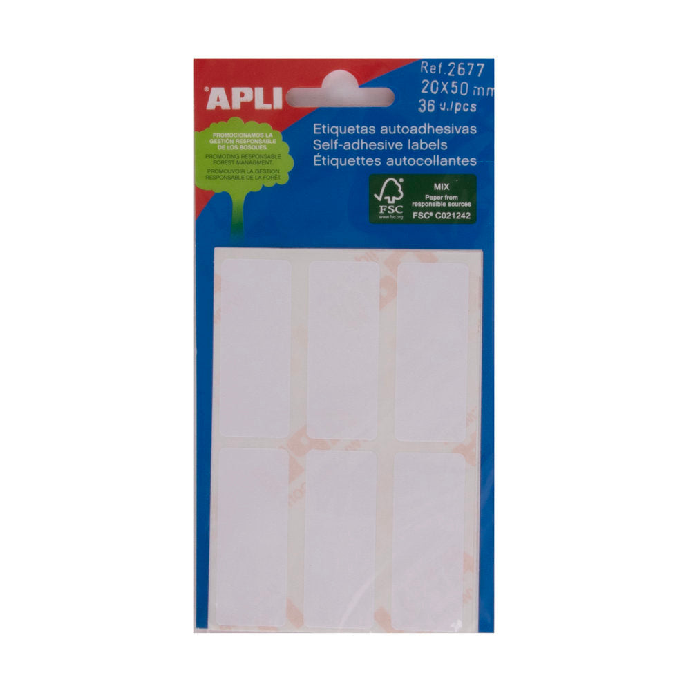 Etiquetas minibolsa blancas 20x50 mm Apli, pack 10 Imagen principal del producto