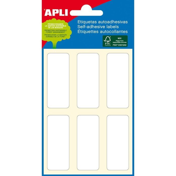 Etiquetas minibolsa blancas 20x50 mm Apli, pack 10 Imagen secundaria del producto