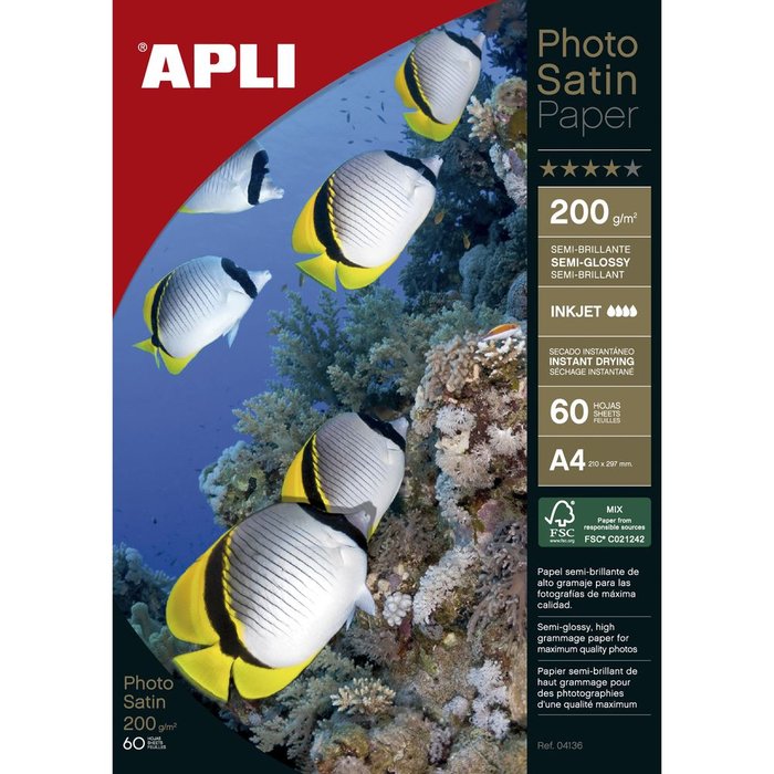 Papel Photo Satinado 175 g Apli Pack 50 hojas Imagen principal del producto