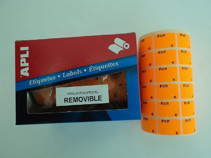 ETIQUETA ROLLO FLUORESCENTE PVP/EURO 16X22 | 1 UNIDADES | (APLI) Imagen principal del producto