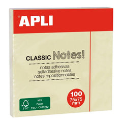 NOTAS ADHESIVAS 75X75 APLI AMARILLO | 12 UNIDADES | (APLI)