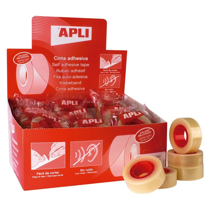 CINTA ADHESIVA APLI TRANSPARENTE 19X33 CAJA 35 UNIDADES | 35 UNIDADES | (APLI)