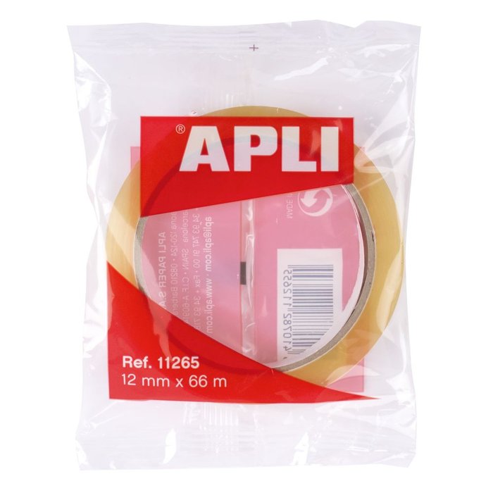 CINTA ADHESIVA TRANSPARENTE 12X66 APLI | 36 UNIDADES | (APLI)