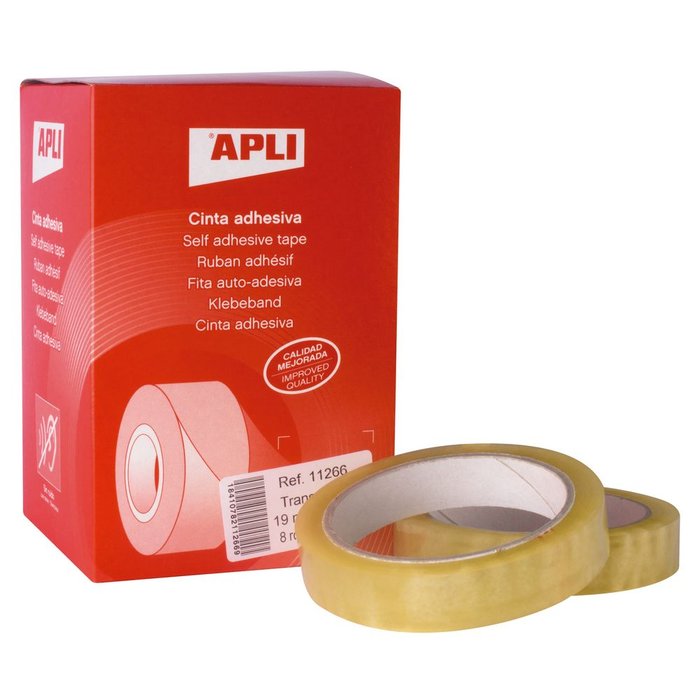 CINTA ADHESIVA TRANSPARENTE 19X66 APLI | 8 UNIDADES | (APLI)