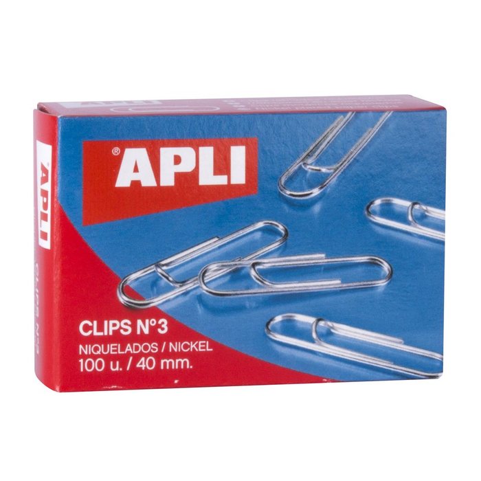 (s) Cajas 100 Clips Niquelados 40MM Nº3 Apli