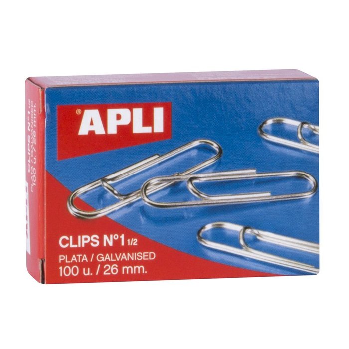 CLIPS PLATEADOS Nº 1 1/2 100UNID | 10 UNIDADES | (APLI) Imagen principal del producto