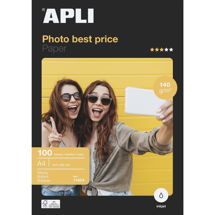 Papel fotográfico Bestprice A4 140 g 100 hojas brillo APLI