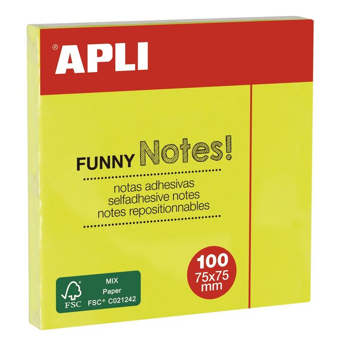 Notas adhesivas Funny 75x75mm Apli, pack 12 blocs Imagen principal del producto