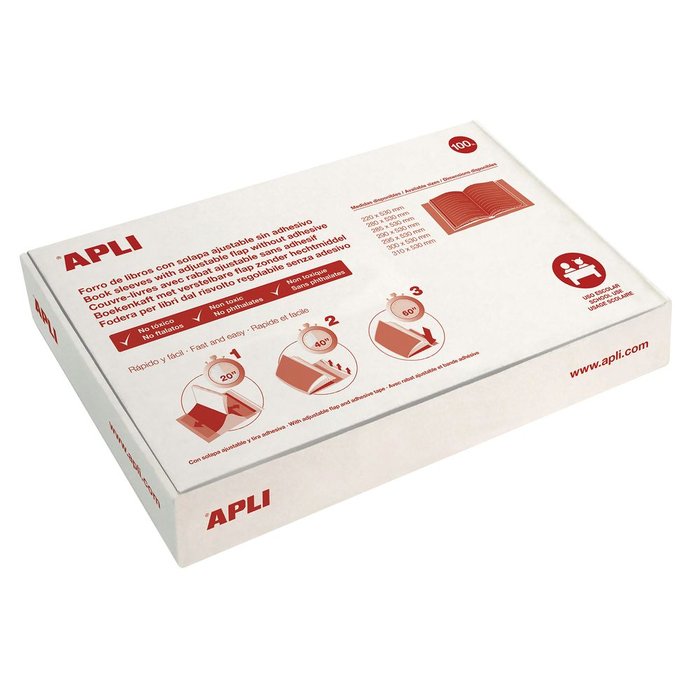 FORRO DE LIBROS CON SOLAPA AJUSTABLE PVC 310 MM 100 U, | 100 UNIDADES | (APLI)