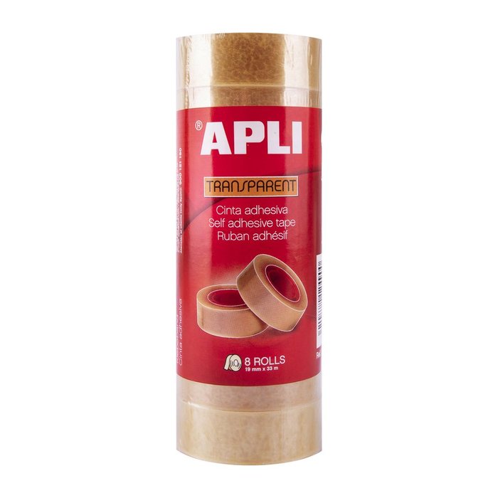 CINTA ADHESIVA TRANSPARENTE 19 MM X 33 M 8 U, | 1 UNIDADES | (APLI)