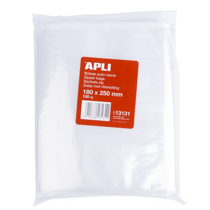 BOLSAS AUTOCIERRE 180 X 250 MM 100 UDS | APLI | 1 UNIDAD | 8410782131311