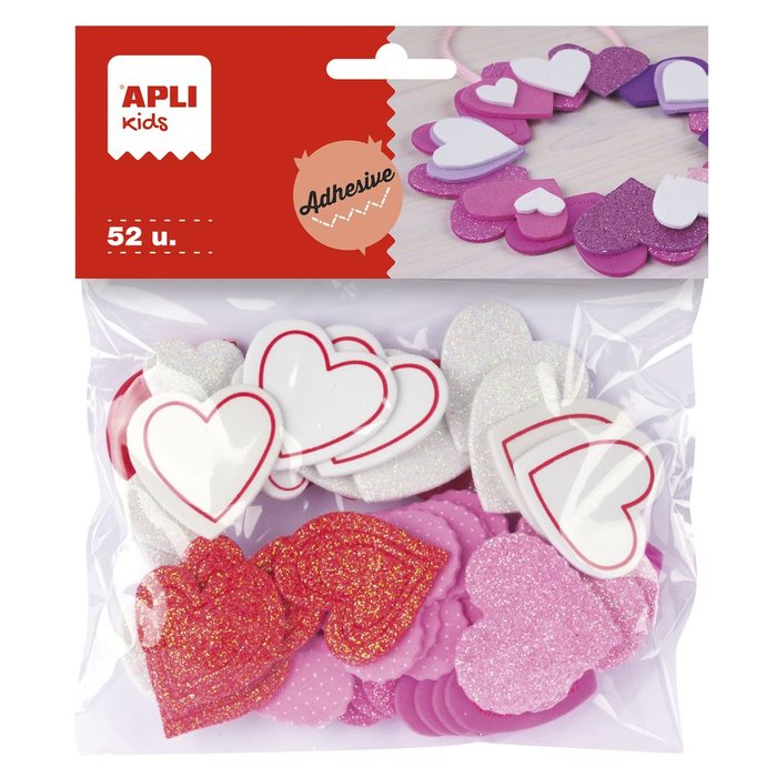 Bolsa 52 Corazones Goma Eva Adhesivo Surtido Imagen principal del producto