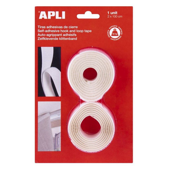 CINTA VELCRO ADHESIVA BLANCA 20 MM X 1 METRO | 1 UNIDADES | (APLI MANUALIDADES) Imagen principal del producto