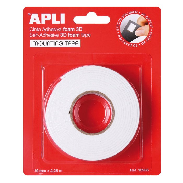 Cinta adhesiva doble cara foam 3D 19 mm Apli