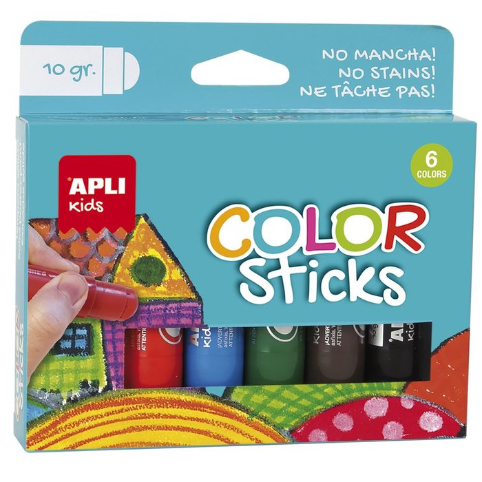Color Sticks 10 g 6 Unidades Surtidas APLI JUEGOS
