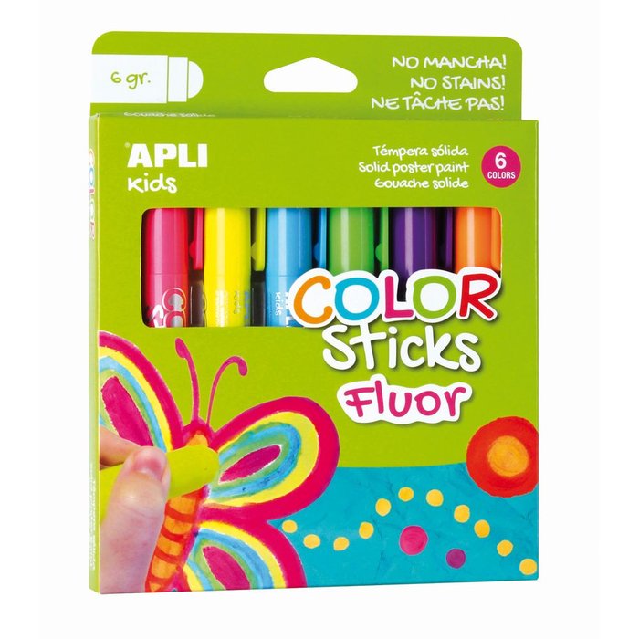 Color Sticks Fluorescente 6 G APLI Juegos Pack 6 Unidades Surtidas