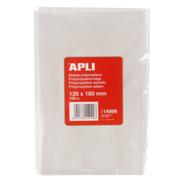 BOLSAS POLIPROPILENO 120 X 180 MM 100 U, | 1 UNIDADES | (APLI)