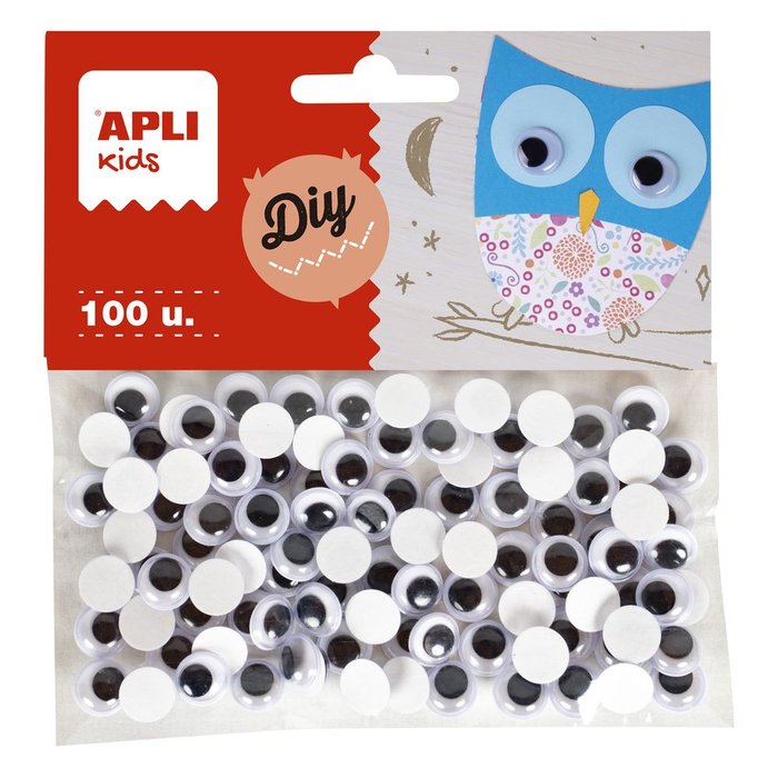 Bolsa 100 Ojos Moviles Adhesivos Negros 10 Mm