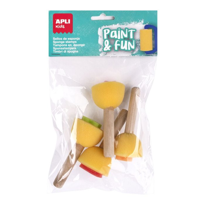 BOLSA SELLOS ESPONJA MANGO MADERA 4 UNIDADES | APLI MANUALIDADES | 1 UNIDAD | 8410782187141