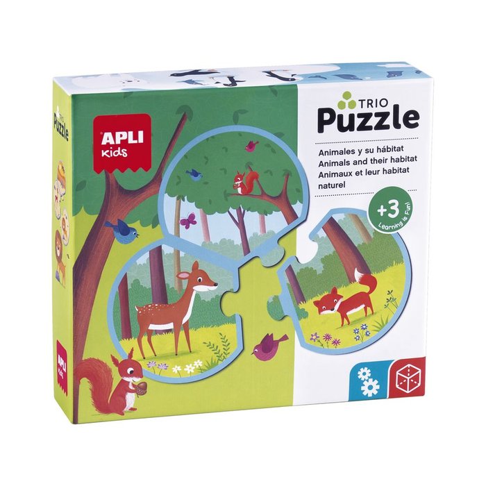 PUZZLE TRIO ANIMALES Y SU HABITAT 24 PIEZAS | APLI JUEGOS | 1 UNIDAD | 8410782188216