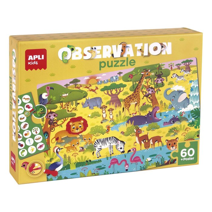 PUZLE INFANTIL OBSERVACION JUNIOR SELVA 60 PIEZAS | APLI JUEGOS | 1 UNIDAD | 8410782192213