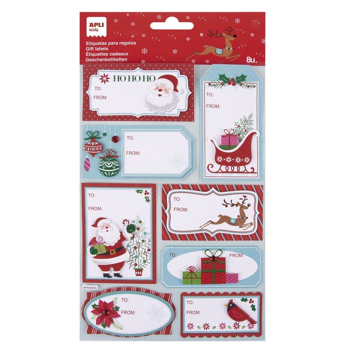 ETIQUETAS REGALO NAVIDAD PAPA NOEL SURTIDAS | 5 UNIDADES | (APLI) Imagen principal del producto