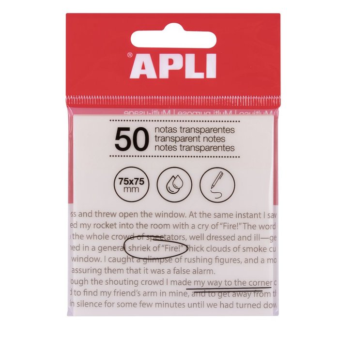 Bloc 50 notas adhesivas transparentes 75x75mm