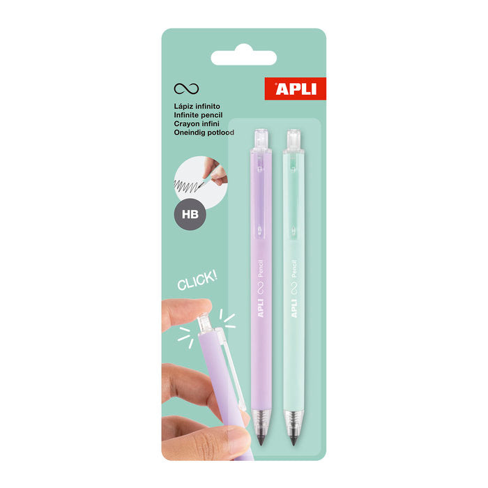 Pack 2 Lapices Retractil Infinite Pencils Lila Verde Apli Diseño Imagen principal del producto