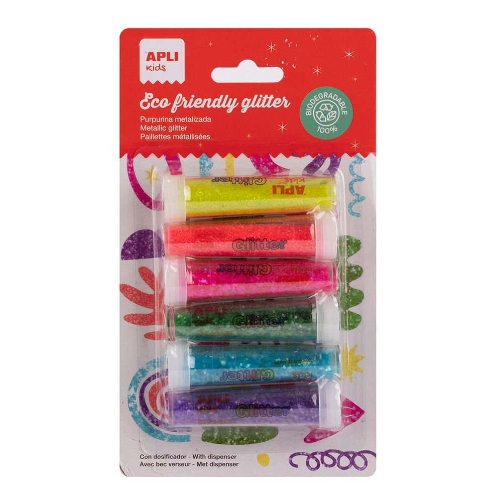 Blister 6 Borespurpurina Fluor Biodegradable Surtida Apli Manualidades
