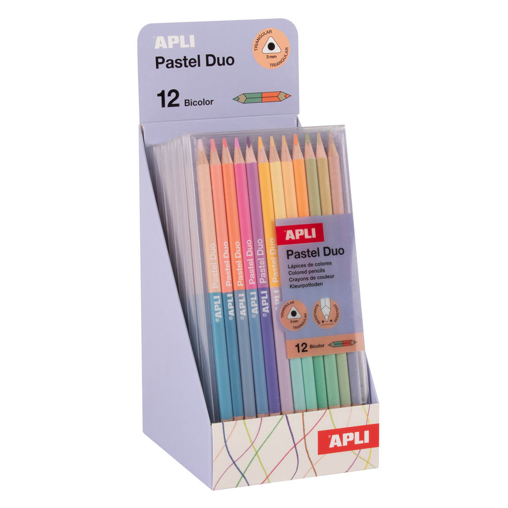 Expositor 6 Blister de 12 Lápices Bicolores Pastel Surtidos APLI Imagen principal del producto