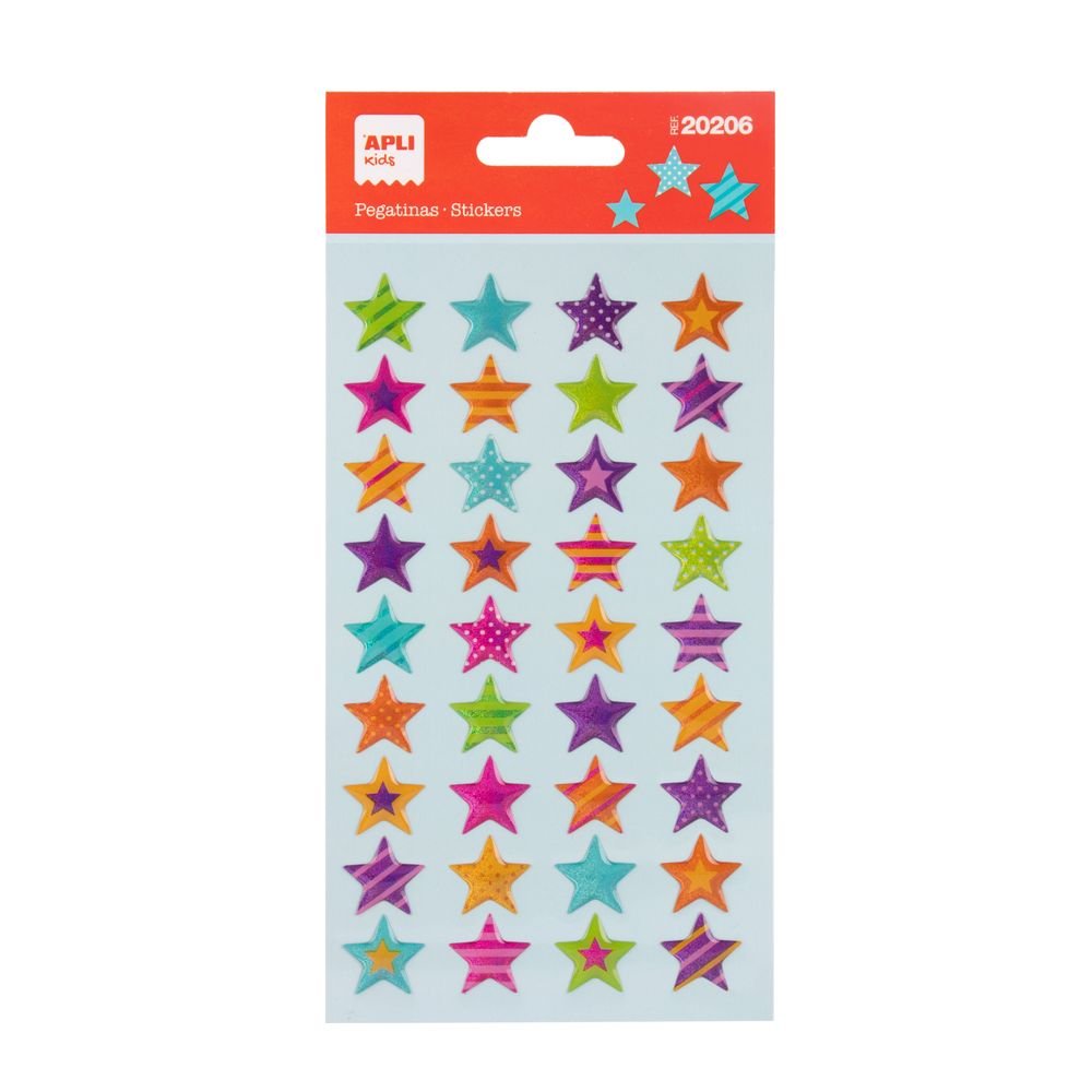 BLISTER PEGATINAS ESTRELLAS RAYADAS 1 HOJA | APLI MANUALIDADES | ENVASE 5 UDS. UNIDAD | 18410782202063