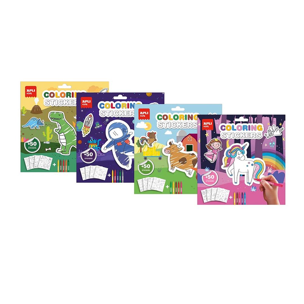 Expositor 12 sets pegatinas coloreables Apli
